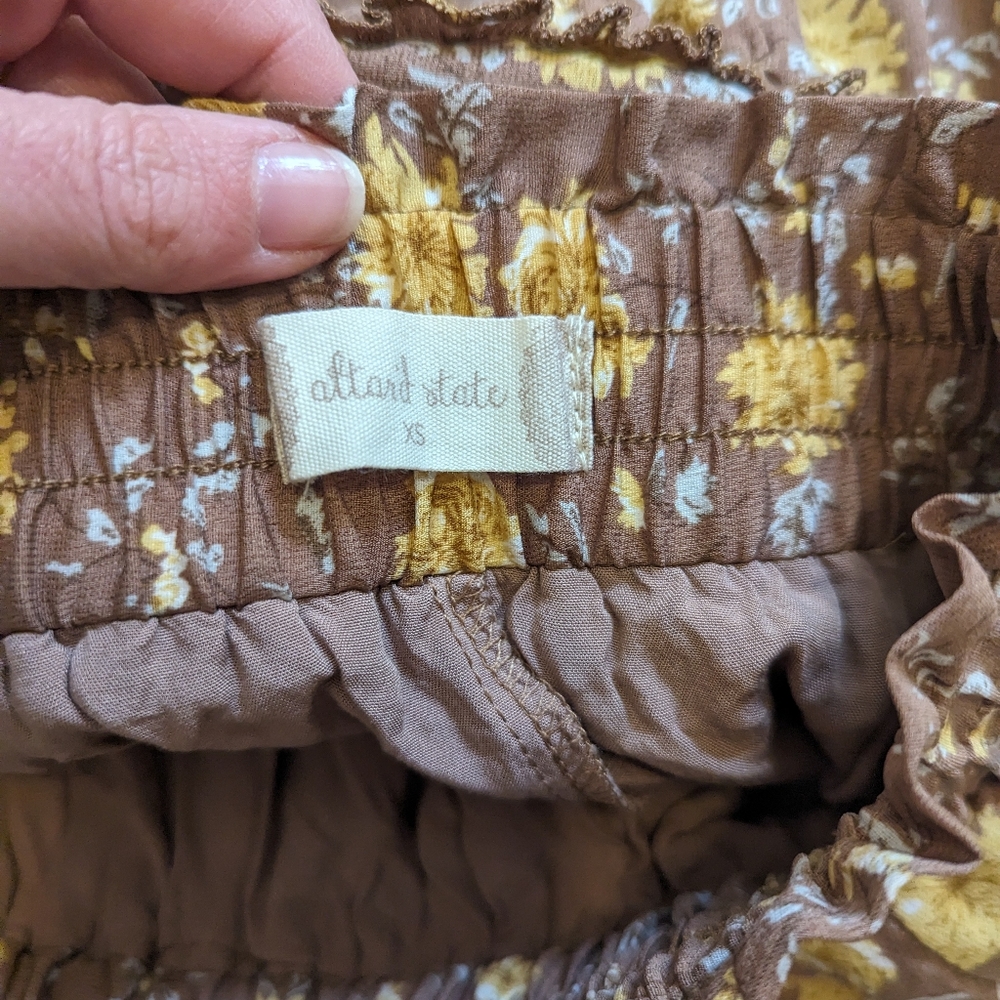 Altra'd State brown with yellow floral print skirt and crop top set size XS - Picture 6 of 8